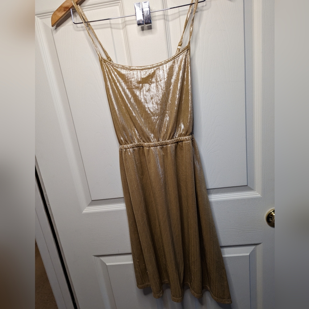 Wild blue gold shimmer party dress size medium